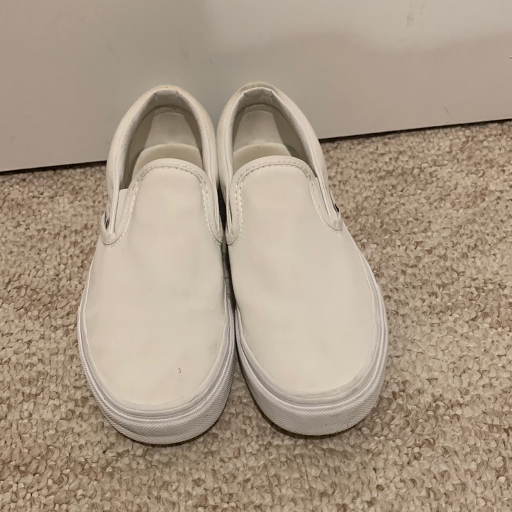 White Slip On Vans